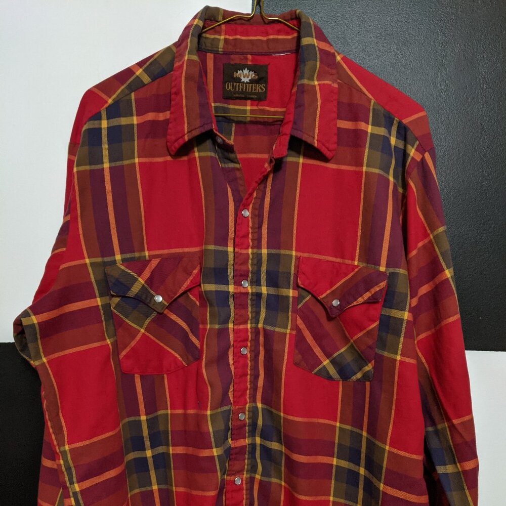 Vintage MWG brand plaid western shirt ('70s-'80s) - Excellent condition, Size L